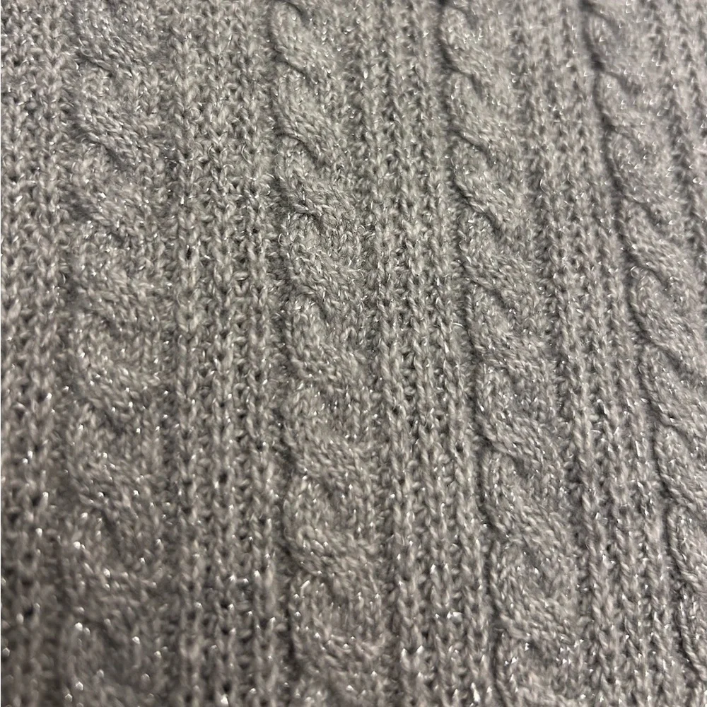 Talbots Plus Metallic Allover Cable Knit Crewneck Sweater - Picture 6 of 10
